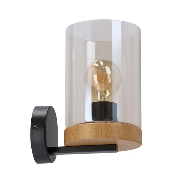 Wels Zidna Lampa Crna + Drvo 1x40W E27