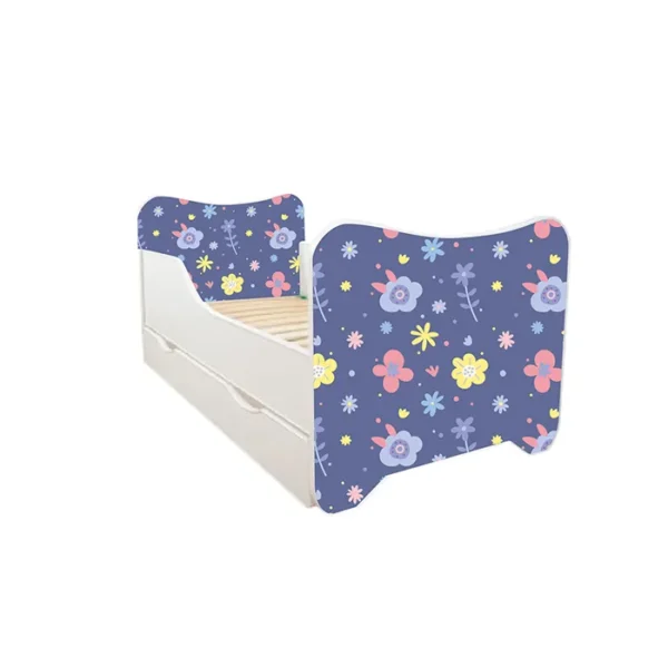 ABC Beds Dečiji Krevet sa Fiokom 160X80 cm Ljubičasti Cvetići
