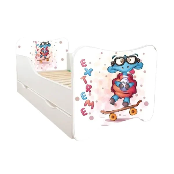 ABC Beds Dečiji Krevet sa Fiokom 160X80 cm Kornjača na Skejtu