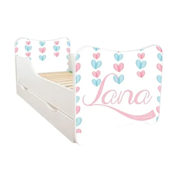 ABC Beds Dečiji Krevet sa Fiokom 160X80 cm Srculence sa Imenom Vašeg Deteta