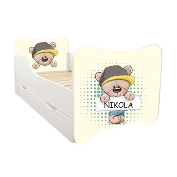 ABC Beds Dečiji Krevet sa Fiokom 160X80 cm Meda Žuti sa Imenom Vašeg Deteta