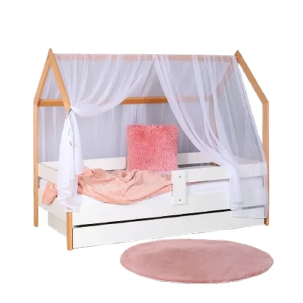 Krevet Kucica Sa Fiokom I Dušekom160X80 Domek Bela (Bukva)